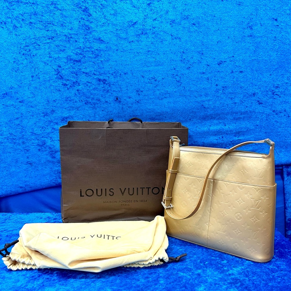 Authenticity Louis Vuitton Monogram Sutter Gold Matt Large Shoulder Bag Vintage